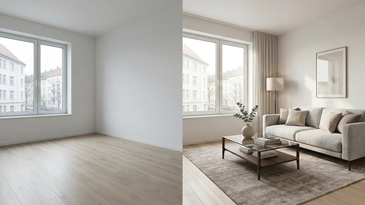 Home Staging mit KI: So werten KI-Bilder Ihre Exposés auf.